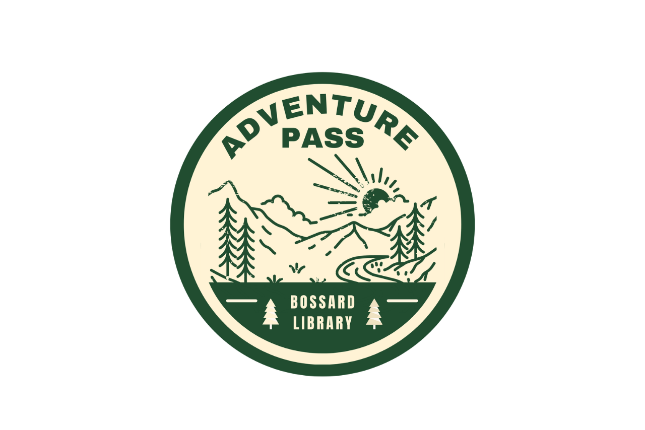 Adventure Pass logo featuring a drawing of mountains with trees at the bottom and the sun rising over the top.